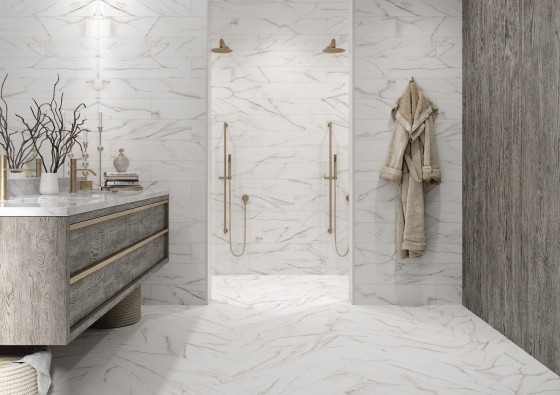 Marblehex Plank Calacatta White Porcelain Floor and Wall Tile 150x900mm