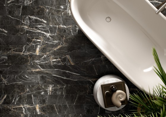 Marblehex Plank Marquina Gold Porcelain Floor and Wall Tile 150x900mm
