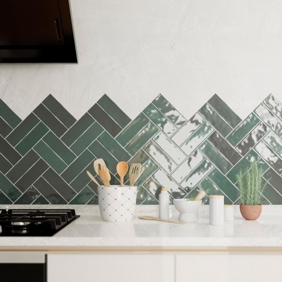 Carnival Green Porcelain Floor and Wall Tile 200x65mm