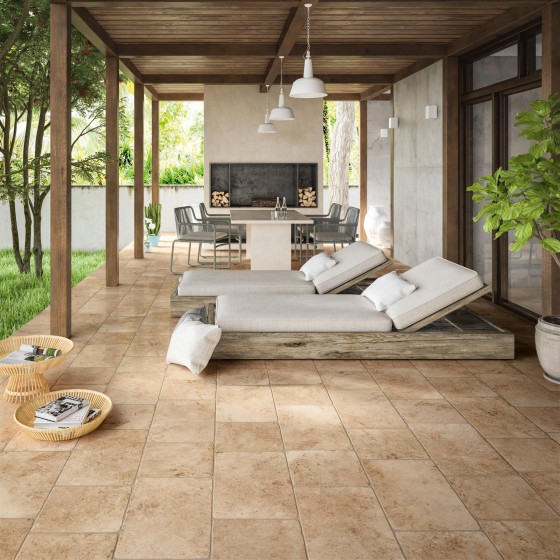 Tuscan Flagstones Salento Warm Amber Porcelain Floor and Wall Tile 500x300mm