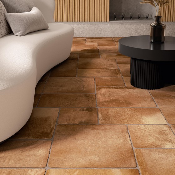 Tuscan Flagstones Rustic Cotto Porcelain Floor and Wall Tile 500x500mm