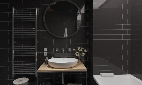 Flat Metro Gloss Black Ceramic Wall Tile 200x100mm