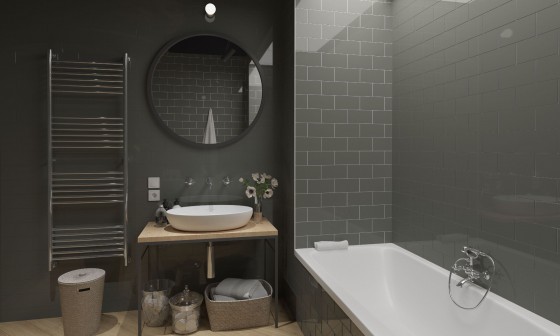 Flat Metro Gloss Dark Grey Ceramic Wall Tile 200x100mm