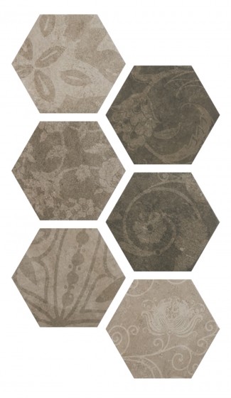 Merge Hexagon Cool Multi Mix Decor Wall & Floor Tile