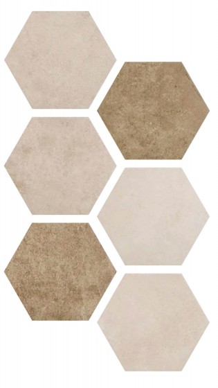 Merge Hexagon Warm Multi Mix Wall & Floor Tile