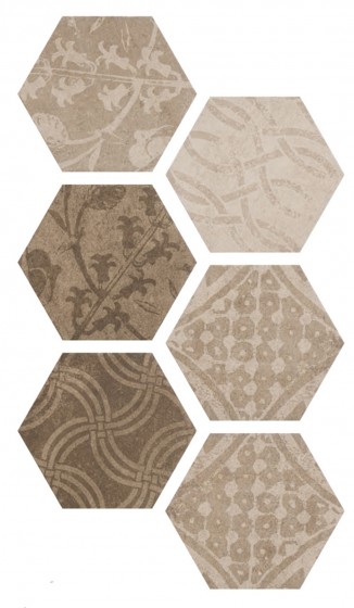 Merge Hexagon Warm Multi Mix Decor Wall & Floor Tile