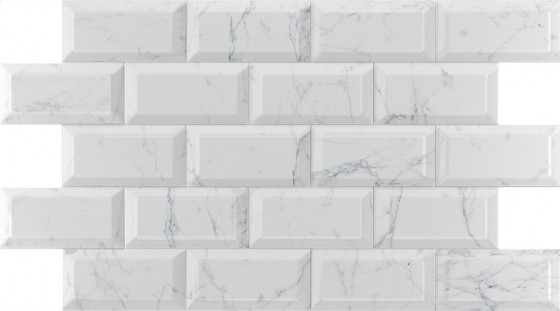 Metro Underground Gloss Carrara Bevel Wall Tile 200x100mm