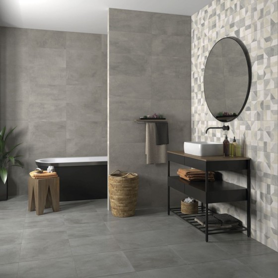 Marmo Stu Grey Matt Ceramic Wall Tile 270x420mm
