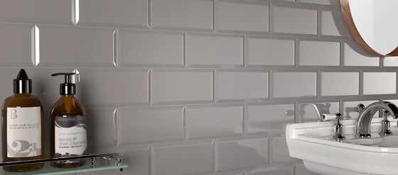 Synergy Metro Underground Bevel Light Grey Ceramic Wall Tile 200x100mm