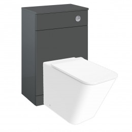 Indo Rimless Back to Wall Pan, Slim Soft Close Seat, Revival 2 Graphite WC Unit and Concealed Cistern