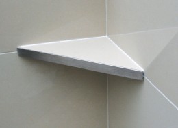 Genesis Brushed Stainless Steel Reversible Tile In Corner Shower Shelf