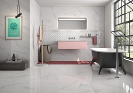 Neptune White Plain Marble Gloss Ceramic Wall Tile 330x550mm