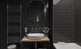 Flat Metro Gloss Black Ceramic Wall Tile 200x100mm