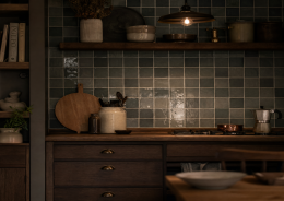 Zellige Olive Grey Ceramic Wall Tile 130x130mm