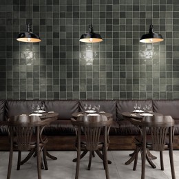 Zellige Olive Grey Ceramic Wall Tile 130x130mm