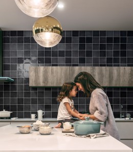 Zellige Charcoal Black Ceramic Wall Tile 130x130mm