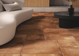 Lifestyle Bathroom, Kitchen, Conservatory, Hallway/Living Area with Matt aged Tuscan Flagstones Rustic Cotto Porcelain Floor and Wall Tile