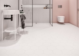 Granada Hexagon White Plain Porcelain Floor and Wall Tile 198x228mm