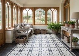 	Donard Victorian Black & White Porcelain Floor Tile 285x285mm