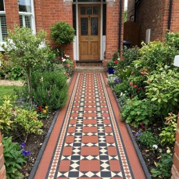 	Gosford Victorian Porcelain Black & Red Border Floor Tile 285x93mm