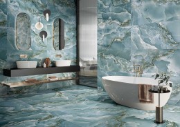 Italian Onyx Turquoise Green Polished Porcelain Wall & Floor Tile 600x1200mm