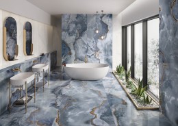 Italian Onyx Blue Polished Porcelain Wall & Floor Tile 600x1200mm