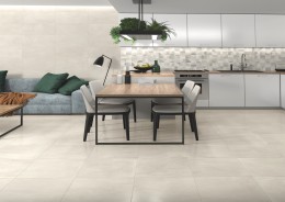 Lifestyle Living Room Dining Room with Marble Stone Marmo Stu Stone Matt Ceramic Wall Tile