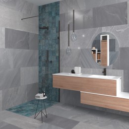 Lifestyle Bathroom, Kitchen, Conservatory, Hallway/Living Area with Cardoso stone satin semi polished Touchstone Dark Grey Matt Polished Porcelain Wall and Floor Tile Indoor Outdoor