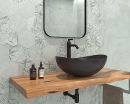 Utopia Tropic Hex Silver Porcelain Wall and Floor Tile 150x170mm