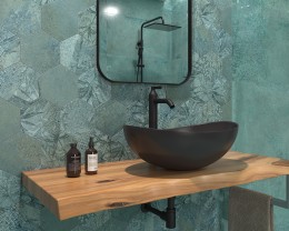 Utopia Tropic Hex Mint Porcelain Wall and Floor Tile 150x170mm