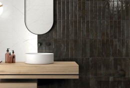 Dwell Black Lava Gloss Ceramic Wall Tile 56x267mm