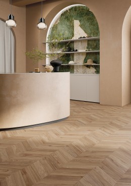 Honey Wood Chevron Mix Porcelain Floor and Wall Tile 75x407mm