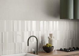 Up White Cushion Gloss Ceramic Wall Tile 250x50mm