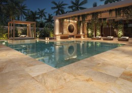 Lifestyle floor areas with Mansion Gold Anti Slip Aged Stone Effect with Square Shape Floor Wall Tile