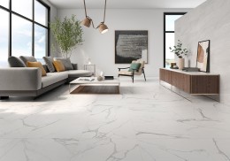 Miramar White Marble Porcelain Floor and Wall Tile 608x608mm