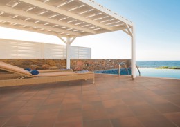Lifestyle patios, terraces, gardens, and even rustic-inspired interior with Klink Red Extruded Porcelain Wall & Floor Tile