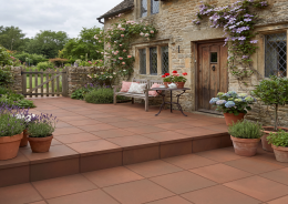 Lifestyle patios, terraces, gardens, and even rustic-inspired interior with Klink Red Extruded Porcelain Wall & Floor Tile