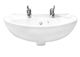 Modern 52cm Wall Mounted Two Taphole Basin