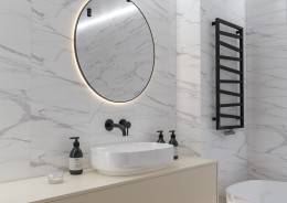 Lifestyle Bathroom or Feature Wall with Manhattan Matt White Marble Ceramic Wall Tile