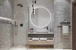 Manhattan Gloss Grey Marble Ceramic Wall Tile 250x400mm