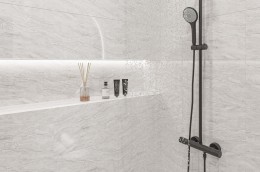 Manhattan Gloss Light Grey Marble Ceramic Wall Tile 250x400mm