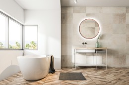 Tromso 100cm LED Round Mirror, Copper Frame, Demister Pad, Touch Switch