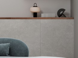 image of Homestone Pearl Matt Porcelain Wall & Floor Tile 1000x1000mm used on wall in modern living area