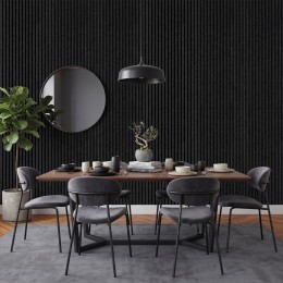 image of Acoustic Wood Slat Wall Panel Charcoal 2400x600mm in dining room