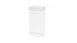 Malvern 40cm White Gloss One Door Floorstanding Cloakroom Unit & Basin - Right Handed