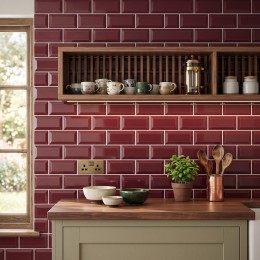 Frame Bordeaux Deep Metro Ceramic Wall Tile 75x150mm