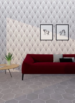 Lily 5 Hexagon Grey Porcelain Floor & Wall Tile 198x228mm