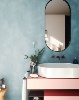 Lily 5 Hexagon Aquamarine Floor & Wall Tile 