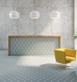 Lily 5 Hexagon Aquamarine Line Decor Porcelain Floor & Wall Tile 198x228mm