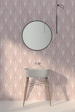 Lily 5 Hexagon Pink Line Decor Porcelain Floor & Wall Tile 198x228mm